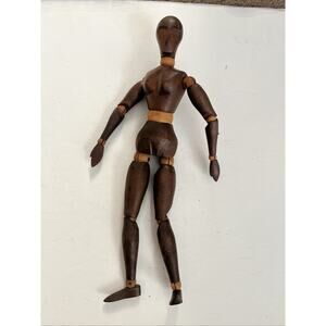 VINTAGE 16 INCH WOODEN FULLY JOINTED FIGURE ARTICULATED ARTIST MODEL